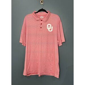 NWT OU Sooners Polo Shirt Red White Striped Embroidered Logo Size XL
